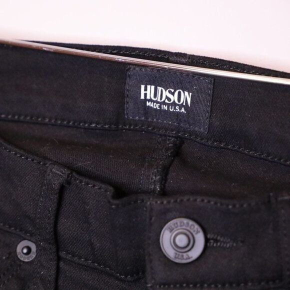 NWOT Hudson Black Leather Trimmed Lace Up Jeans Sz 25 - Picture 4 of 6